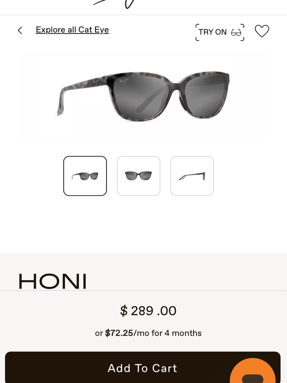Maui Jim Honi Women's Cat Eye Sunglasses — Gray Frame with Gray Lenses